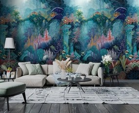 Fotomurale Abisso marino, blu, azzurro, verde, rosa 210 x 280 cm
