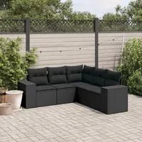 Set Divani da Giardino 5 pz con Cuscini in Polyrattan Nero 3254882