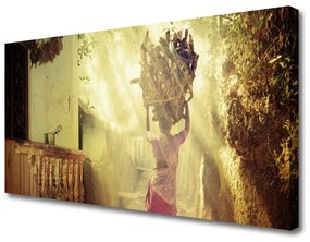 Quadro su tela Uomo Donna di legno 100x50 cm