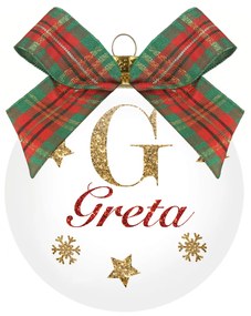 Pallina di Natale con nome Greta,10 cm in vetro