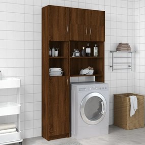 Armadietto Bagno Rovere Marrone 32x25,5x190cm Legno Multistrato /