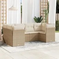 Set Divano da Giardino 6 pz con Cuscini Beige in Polyrattan 3249947