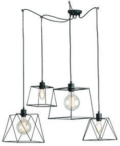 Lampadario Sospensione Broadway Industrial Vintage Colore Nero 60W Mis 35 x 120 cm