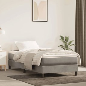 Materasso A Molle Grigio Chiaro 120x190x20 Cm İn Velluto /