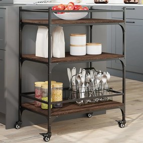 Carrello Cucina Rovere Marrone 65x40x86,5 Cm Legno Multistrato /