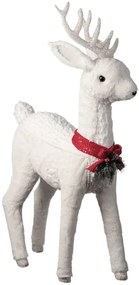 Figura natalizia bianco renna in poliestere H 92 cm