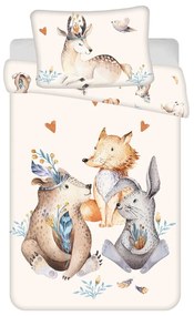 Set copripiumino e federa da bambini beige in cotone per culla 100x135 cm Animals "Woodland" – Jerry Fabrics