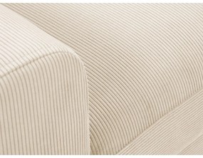 Divano angolare beige allungabile e con contenitore (con penisola a destra/con chaise lounge) con rivestimento in velluto a coste Kyoto – Cosmopolitan Design