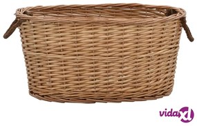 vidaXL Cesta per Legna con Maniglie 58x42x29cm Salice Naturale