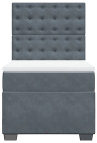 Giroletto a molle con materasso grigio scuro 90x190 cm velluto