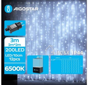 Aigostar - Catena luminosa natalizia LED da esterno 200xLED/8 funzioni 5x2m IP44 bianco freddo