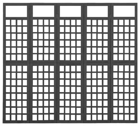 Divisorio a 5 pannelli in massello di abete nero 201,5x180 cm