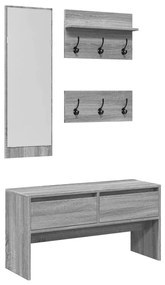 Set di mobili da ingresso 4 pz grigio sonoma legno multistrato