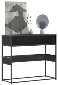 Tavolino Consolle Nero 90x35x80 Cm İn Legno Multistrato /
