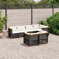 Set Divani da Giardino con Cuscini 7pz Nero Polyrattan 3261884