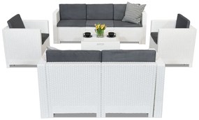 Set di mobili in technorattan Colorado Coffee Box 7 bianco Bica