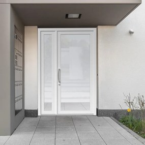 Portoncino d'ingresso Condo5 L 90 x H 210 cm in PVC bianco, apertura spingere a destra