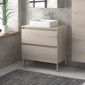 Mobile bagno a terra 80cm con due cassetti TOD-80P - KAMALU