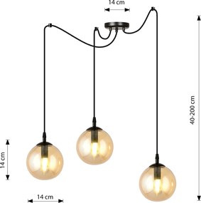 Lampadario a sospensione GIGI 3 BLACK MIODOWY