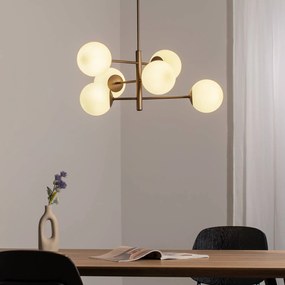 Domiluce Lampada a sospensione Aurora, marrone, Ø 60 cm, a 6 luci, vetro, E14