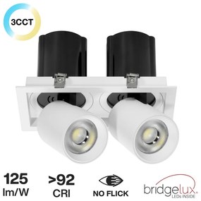 Faro LED da Incasso 2x30W Orientabile CCT Foro Ø210x110 Bridgelux LED Colore Bianco Variabile CCT
