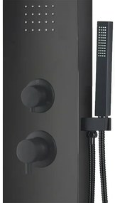 Pannello doccia idromassaggio in alluminio nero opaco con 4 getti