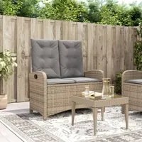 Panca Reclinabile da Giardino con Cuscini Beige in Polyrattan 368220