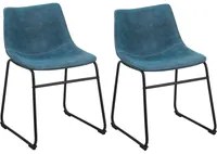 Set di 2 sedie da pranzo tappezzeria in tessuto blu gambe nere stile retr rustico