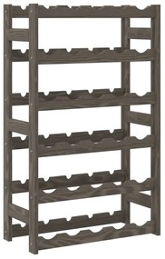 Portabottiglie per 30 bottiglie grigio legno massello di pino