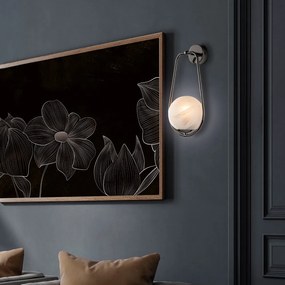 Applique Contemporanea Afrodite Metallo Cromo Nero 1 Luce E14