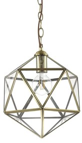 Sospensione Vintage-Decò Deca Metallo Ottone Brunito 1 Luce E27 Small