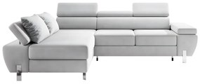 Divano letto angolare con contenitore in tessuto Grigio - Angolo a sinistra - GOBANO