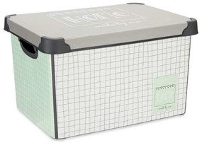 Scatola portaoggetti con coperchio Home Con griglia Grigio Plastica 17 L 28 x 22 x 37 cm (12 Unità)