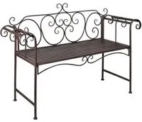 Panchina da Giardino 132 cm in Acciaio Stile Anticato Marrone