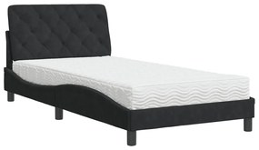 Letto con materasso nero 100x200 cm in velluto