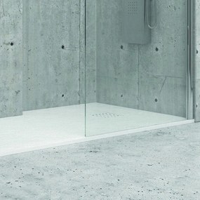 Kamalu - piatto doccia effetto pietra 120x70cm colore bianco opaco