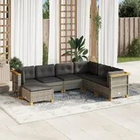 Set Divani da Giardino 7 pz con Cuscini Grigio in Polyrattan 3261936