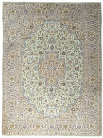Kashan Tappeto 400x300 Verde (Iran) Annodato A Mano