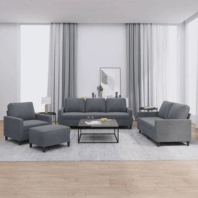 Set Di Divani 4 Pz Con Cuscini Grigio Scuro İn Velluto /