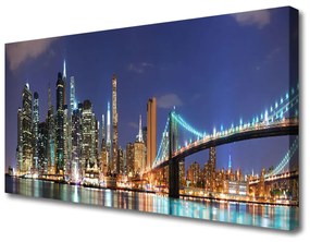 Quadro su tela Architettura della città del ponte 100x50 cm