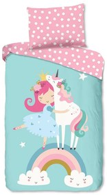 Set copripiumino e federa da bambini blu/rosa in cotone per letto singolo 140x200 cm Heaven – Good Morning