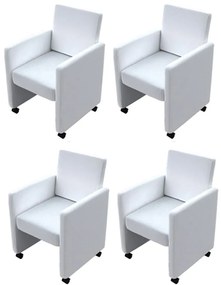 Sedie Da Pranzo 4 Pz Bianche İn Similpelle /