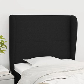 Testiera Ad Orecchio Nera 93x23x118/128 Cm İn Tessuto /