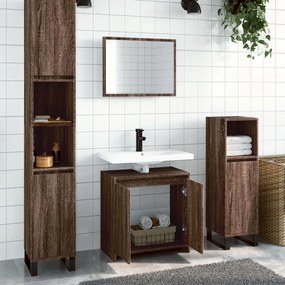 Set Mobili Da Bagno 2 Pz Rovere Marrone İn Legno Multistrato /