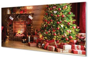 Quadro acrilico Lampada per regali per alberi di Natale del camino 100x50 cm