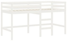 Letto soppalco con scala bambini bianco 80x200cm massello pino