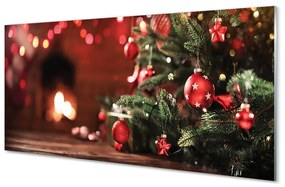 Pannello paraschizzi cucina Albero di Natale, palline, luci, regali 100x50 cm