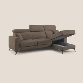 Pegaso divano letto angolare con poggiatesta reclinabili e rivestimento impermeabile T02 marrone
