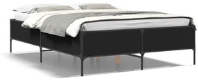 Giroletto Nero 160x200 Cm İn Legno Multistrato E Metallo /