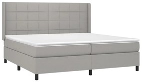 Letto a molle materasso e led grigio chiaro 200x200 cm tessuto